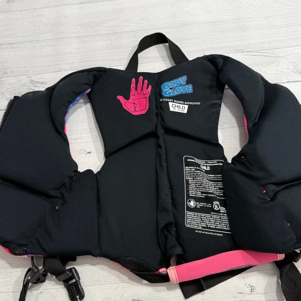 Body glove kids pink and purple neoprene life vest 30-50 pounds